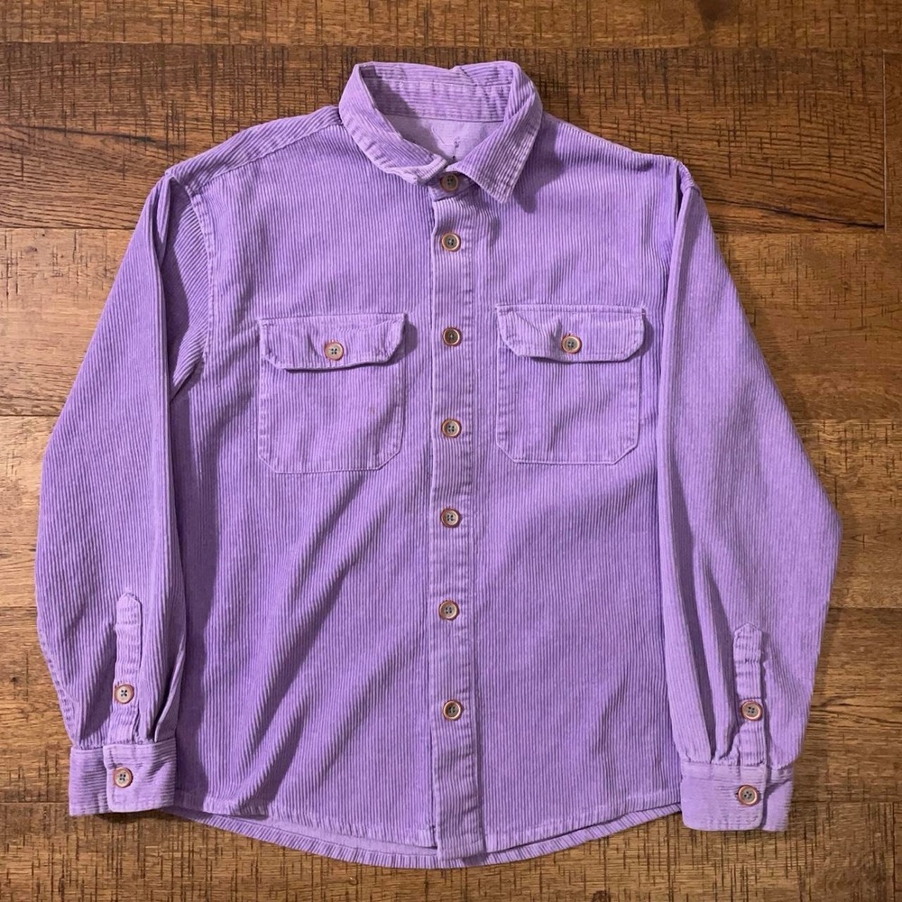 Vintage Corduroy Button Up Shirt Mens XL Purple Retro Western Streetwear